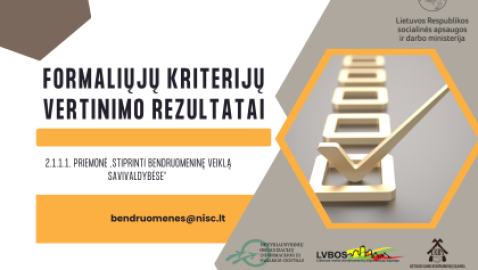 Skelbiame 2024 metų 2.1.1.1 priemonės „Stiprinti bendruomeninę veiklą savivaldybėse“ gautų...