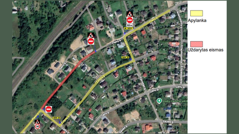 Laikinai ribojamas eismas Pievų gatvėje, Lentvaryje