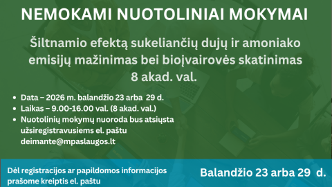 Kviečiame ūkininkus į nemokamus nuotolinius mokymus