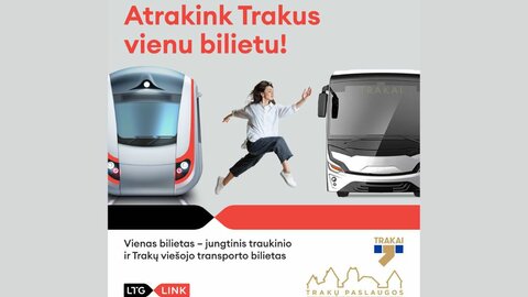 Trakuose įvedamas jungtinis traukinio ir viešojo transporto bilietas