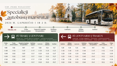 Vėlinių laikotarpiu – specialieji autobusų maršrutai į kapines